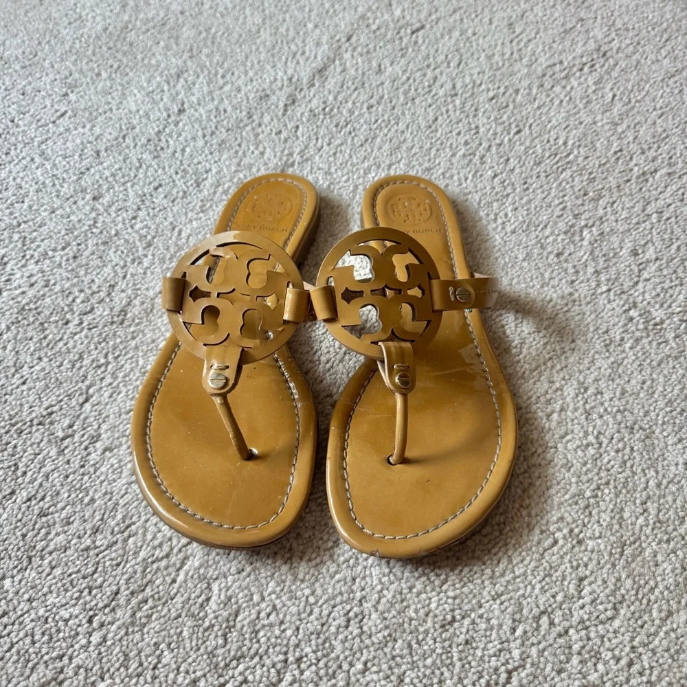 Tory Burch Miller Leather Sandals Tan
